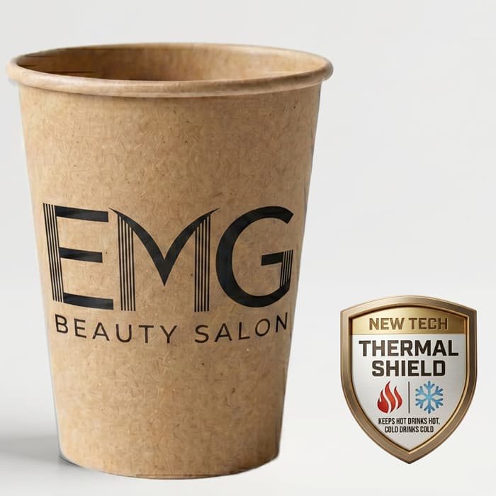 12 oz Custom Printed Paper Cup - Kraft Cardstock