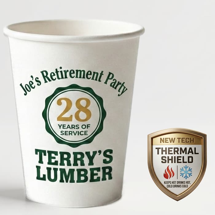 12 oz Custom Printed Paper Cup - White Cardstock