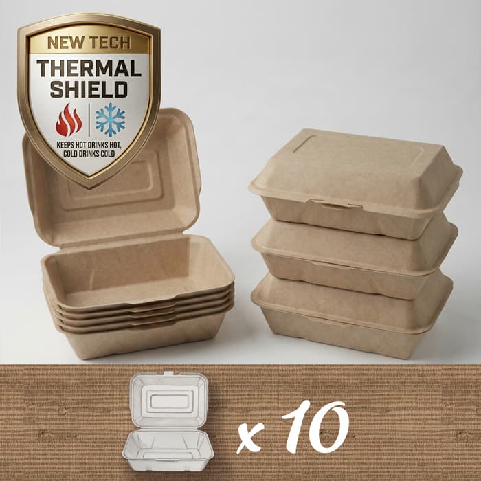 Clamshell - Kraft (10 Containers)