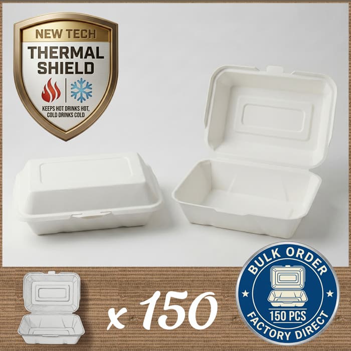 Clamshell - White (150 Containers)