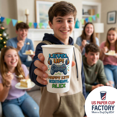 TEENAGE BOY/MAN BIRTHDAY - Custom Printed Paper Cups | US Paper Cup Factory