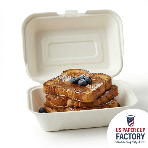 White Cardstock Clamshell Container custom paper cup photo 2 – US Paper Cup Factory