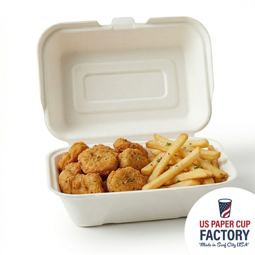 White Cardstock Clamshell Container custom paper cup photo 3 – US Paper Cup Factory