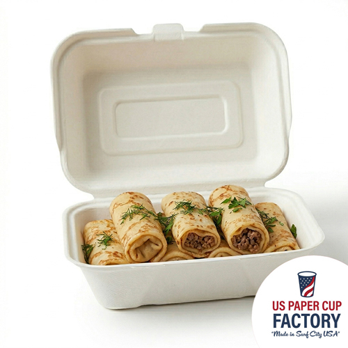 White Cardstock Clamshell Container custom paper cup photo 5 – US Paper Cup Factory