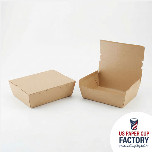 Flat Top Tuck And Lock Food Container - Kraft Cardstock - Custom Printed Paper Cups | US Paper Cup Factory