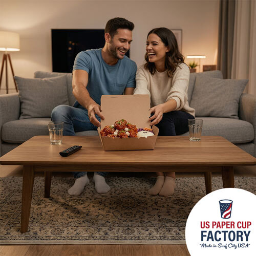 Flat Top Tuck And Lock Food Container - Kraft Cardstock custom paper cup photo 2 – US Paper Cup Factory