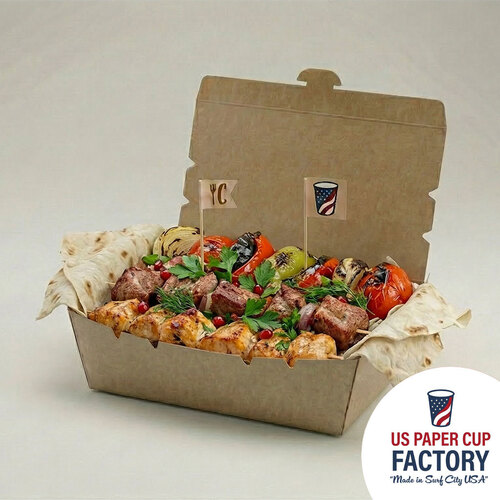 Flat Top Tuck And Lock Food Container - Kraft Cardstock custom paper cup photo 4 – US Paper Cup Factory