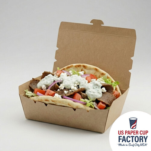 Flat Top Tuck And Lock Food Container - Kraft Cardstock custom paper cup photo 5 – US Paper Cup Factory