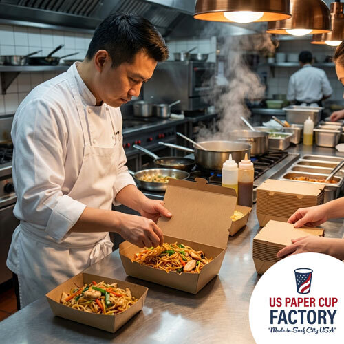 Flat Top Tuck And Lock Food Container - Kraft Cardstock custom paper cup photo 6 – US Paper Cup Factory