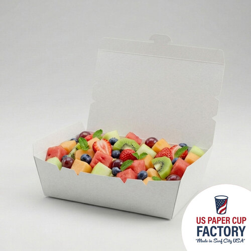Flat Top Tuck And Lock Food Container - White Cardstock custom paper cup photo 4 – US Paper Cup Factory