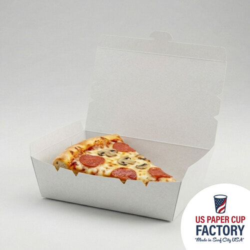 Flat Top Tuck And Lock Food Container - White Cardstock custom paper cup photo 5 – US Paper Cup Factory