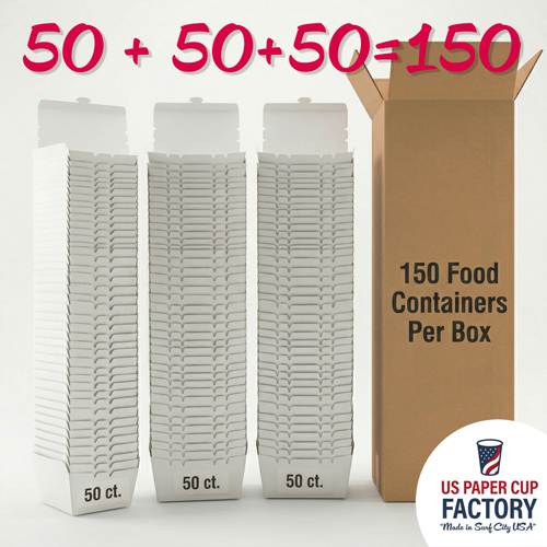 Flat Top Tuck And Lock Food Container - White Cardstock custom paper cup photo 9 – US Paper Cup Factory