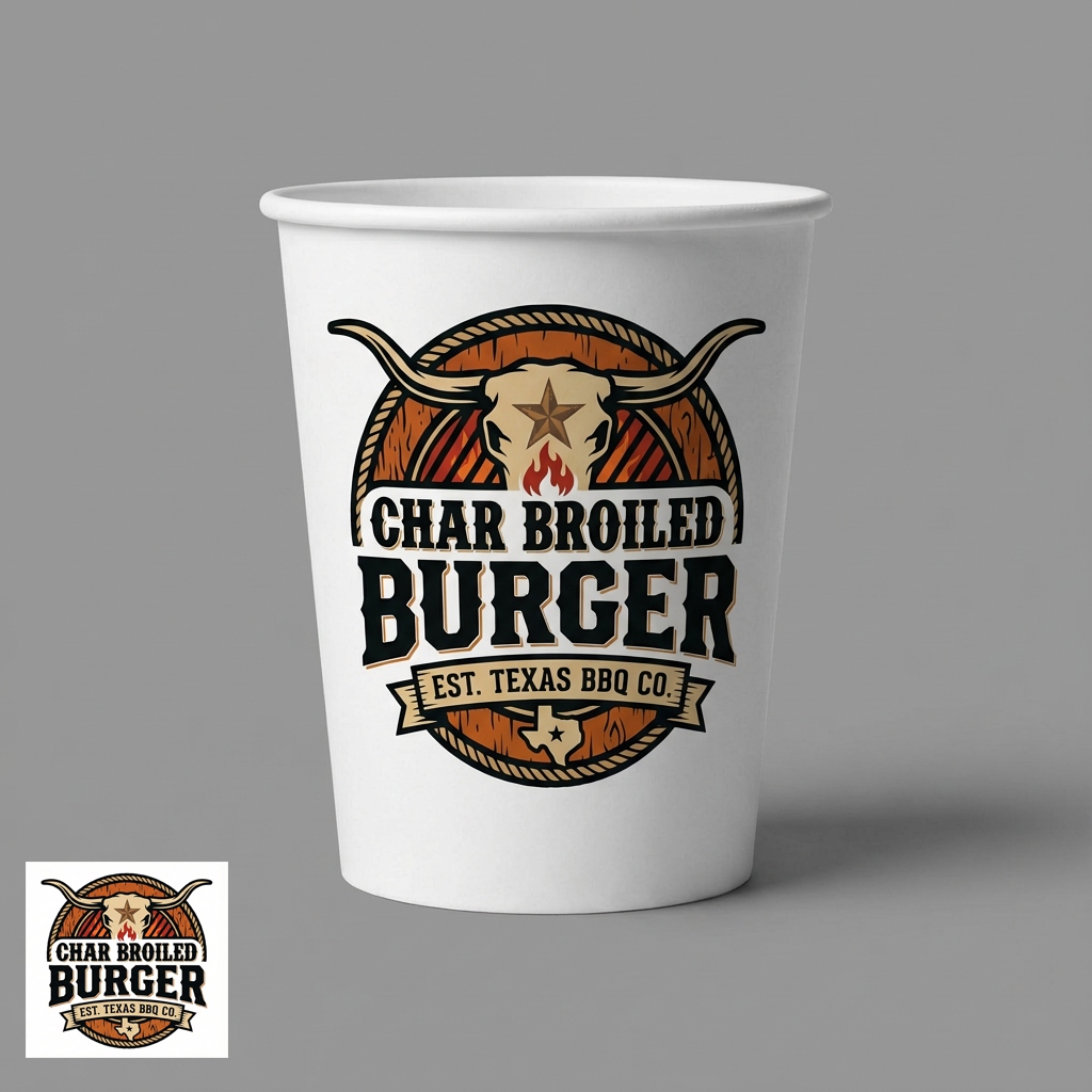 Char Broiled Burger BBQ Custom Cup Design