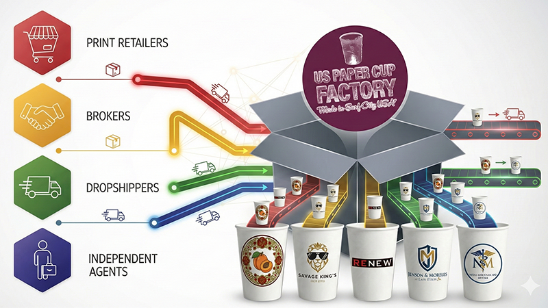 Wholesale custom paper cup production for print brokers and marketing agencies